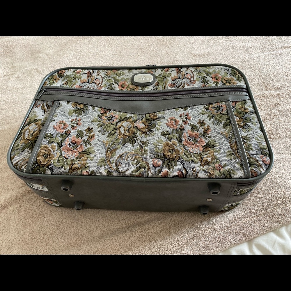 Vintage Jordache Floral Tapestry carry on luggage